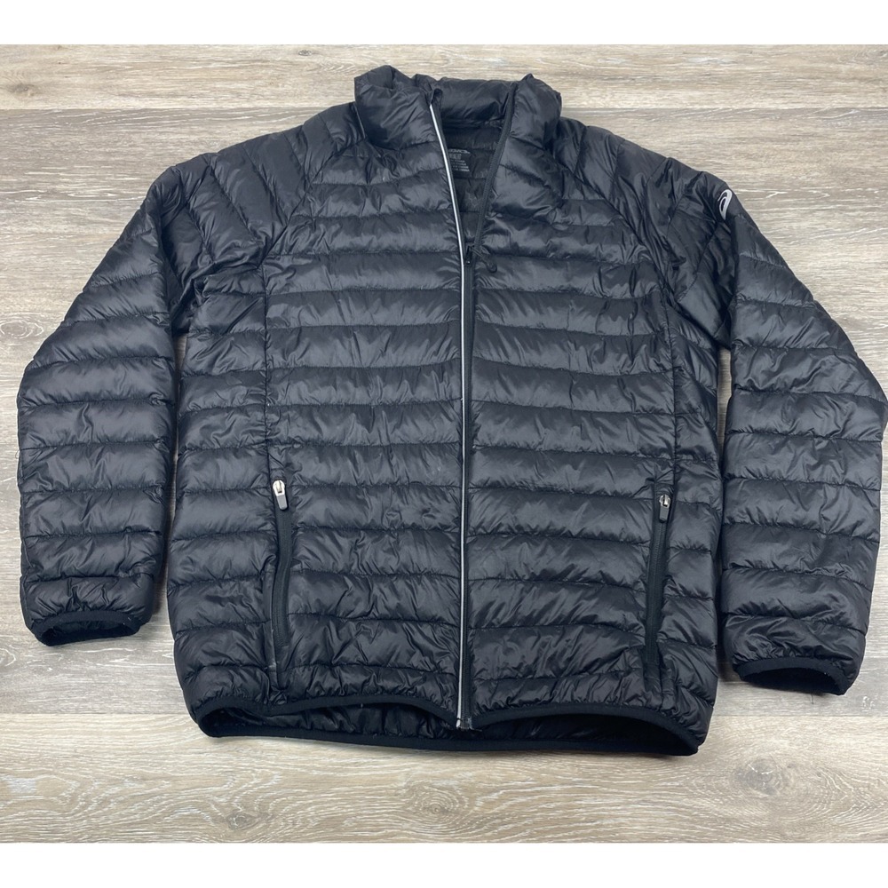 Asics Women's Down Jacket Black Packable 90/10 Duck Down Size Large